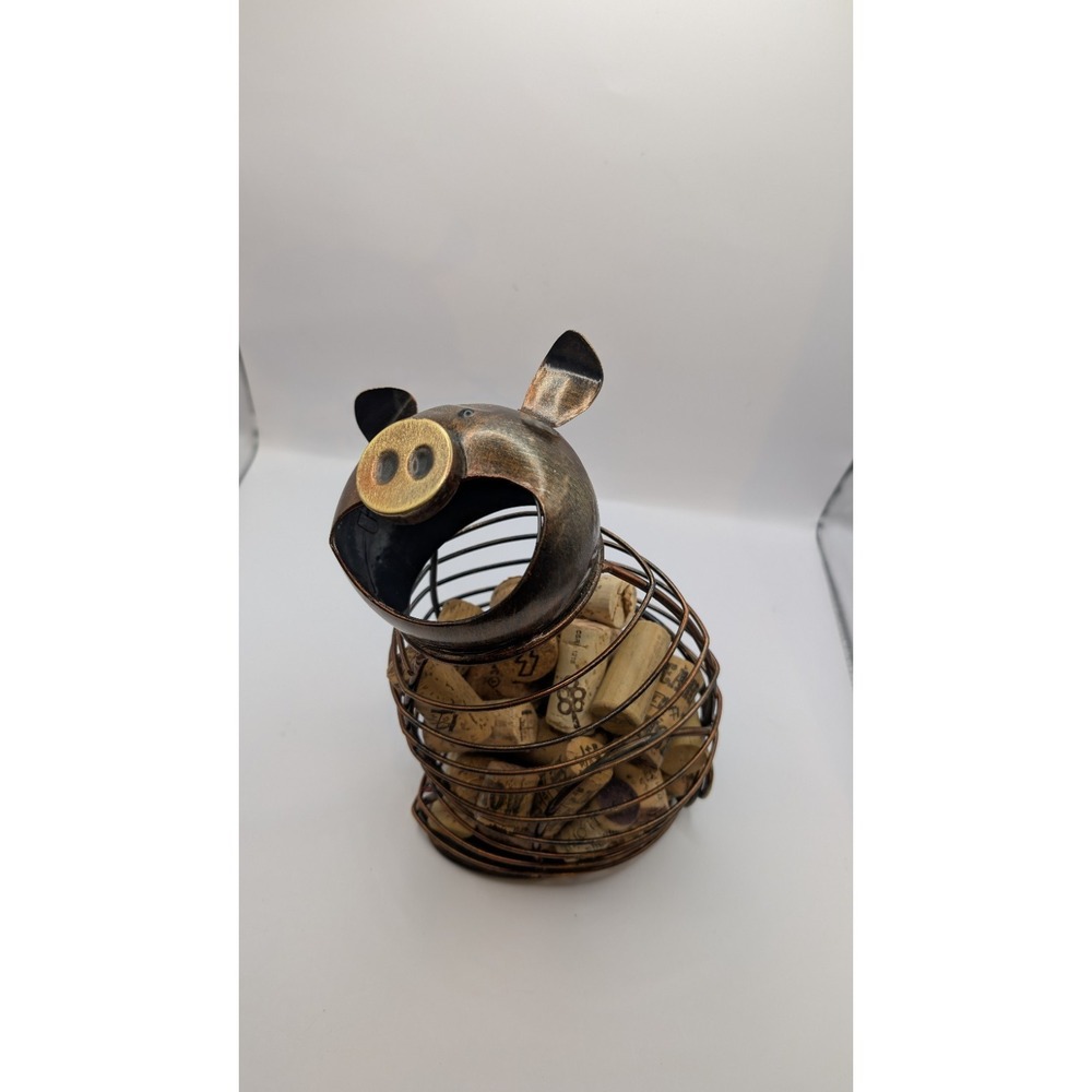 Metal Pig Shape Wine Cork Holder Holds Wine Corks Rustic Kitchen Home Decor
